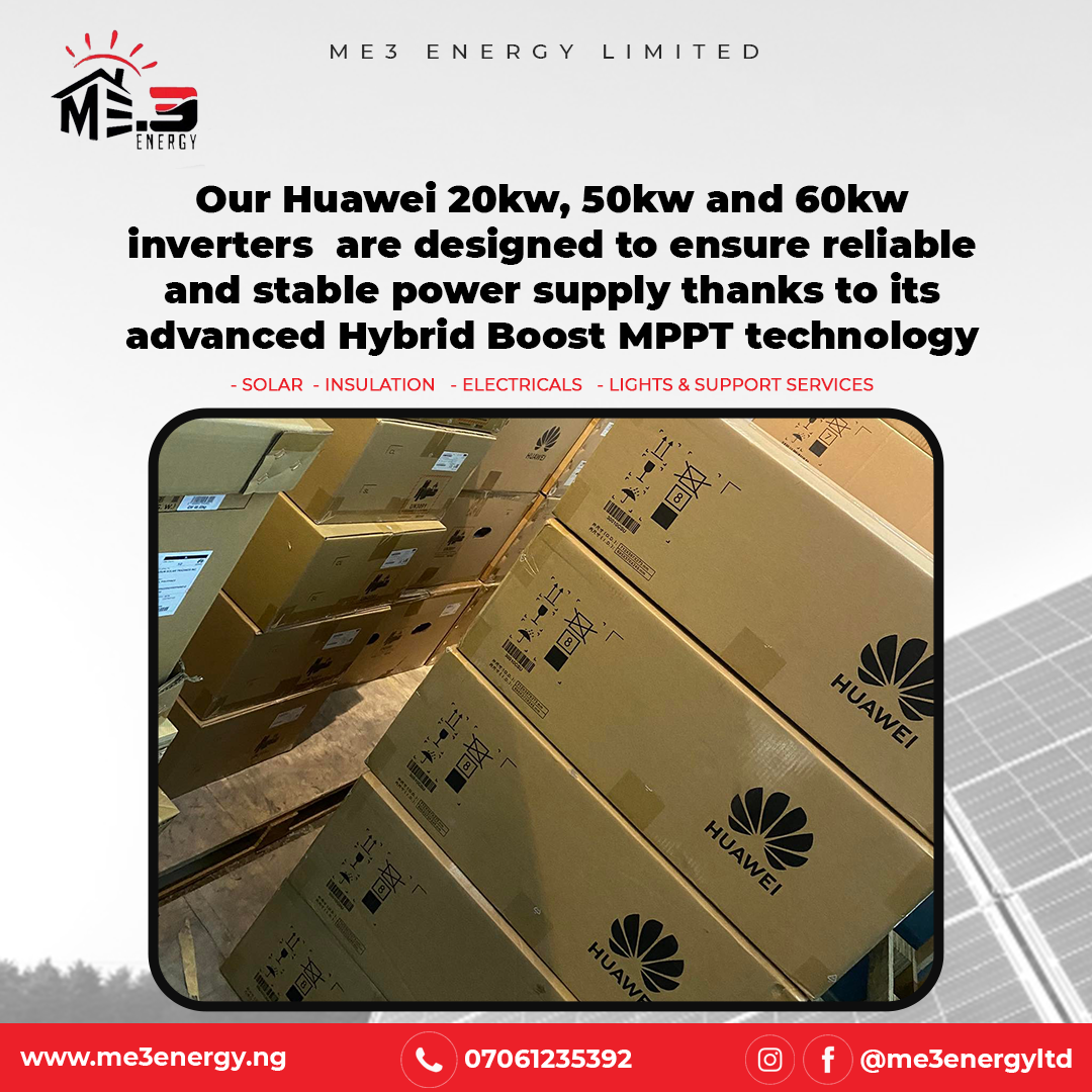 Huawei 20kw, 50kw and 60kw inverters are the perfect choice when you need reliable and stable power supply.